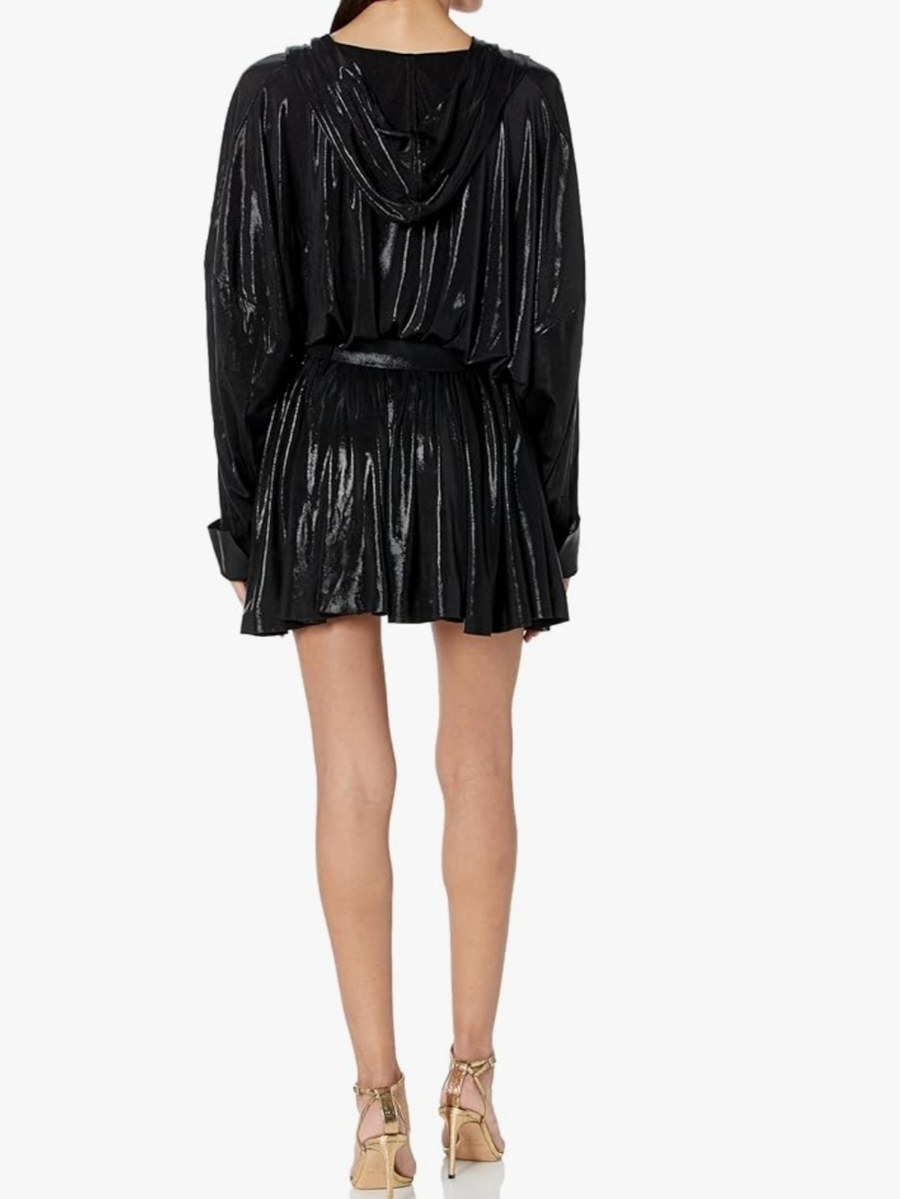 Norma Kamali Black Shiny Mini Dress. Size S